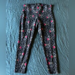 Torrid Black and Pink Floral Skull Leggings
